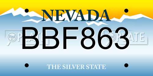 BBF863 Nevada License Plate