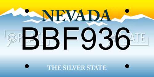 BBF936 Nevada License Plate