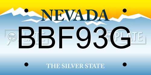 BBF93G Nevada License Plate
