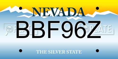 BBF96Z Nevada License Plate