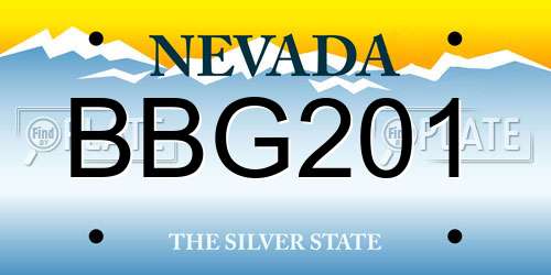 BBG201 Nevada License Plate