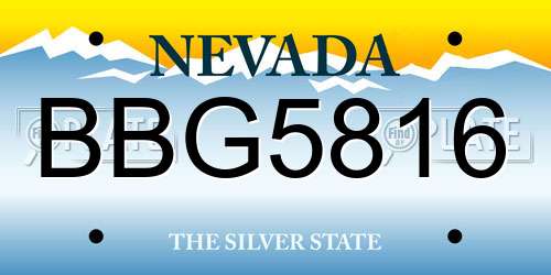 BBG5816 Nevada License Plate