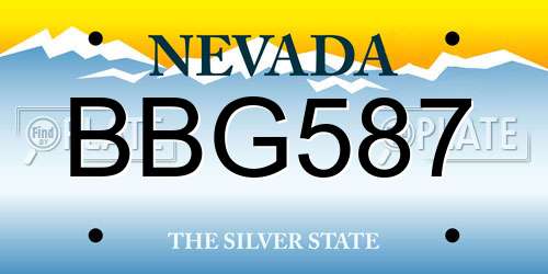 BBG587 Nevada License Plate