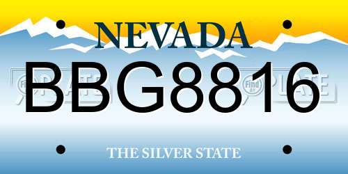 BBG8816 Nevada License Plate