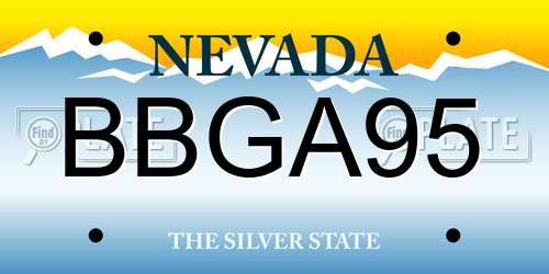 BBGA95 Nevada License Plate
