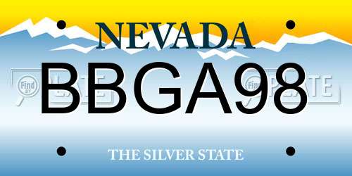 BBGA98 Nevada License Plate