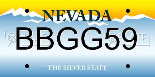 BBGG59 Nevada License Plate