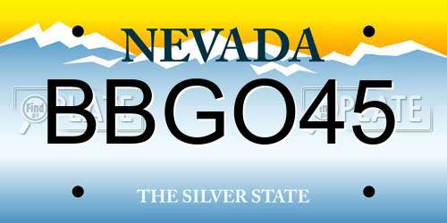 BBGO45 Nevada License Plate