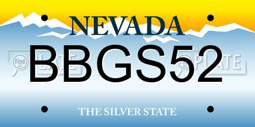 BBGS52 Nevada License Plate