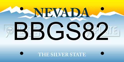 BBGS82 Nevada License Plate