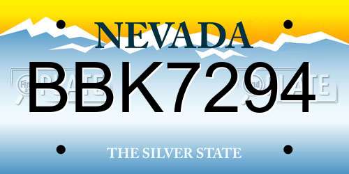 BBK7294 Nevada License Plate