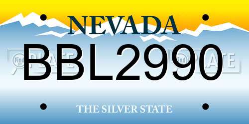 BBL2990 Nevada License Plate