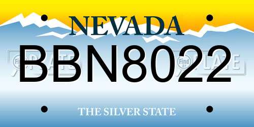 BBN8022 Nevada License Plate