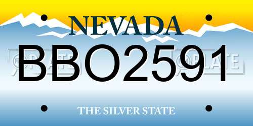 BBO2591 Nevada License Plate