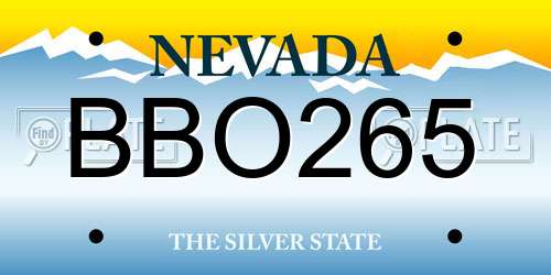 BBO265 Nevada License Plate
