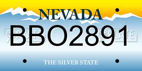 BBO2891 Nevada License Plate