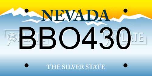 BBO430 Nevada License Plate