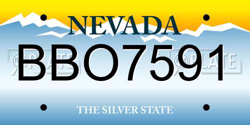 BBO7591 Nevada License Plate