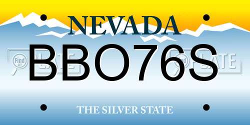 BBO76S Nevada License Plate
