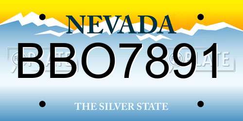 BBO7891 Nevada License Plate