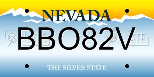 BBO82V Nevada License Plate