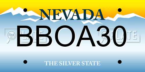BBOA30 Nevada License Plate