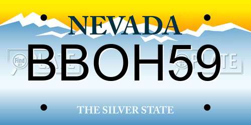 BBOH59 Nevada License Plate