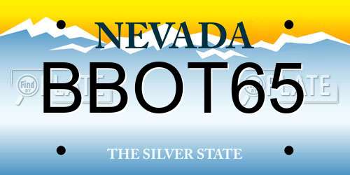 BBOT65 Nevada License Plate