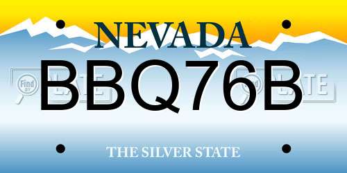 BBQ76B Nevada License Plate