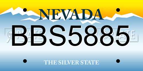 BBS5885 Nevada License Plate