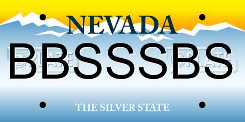 BBSSSBS Nevada License Plate