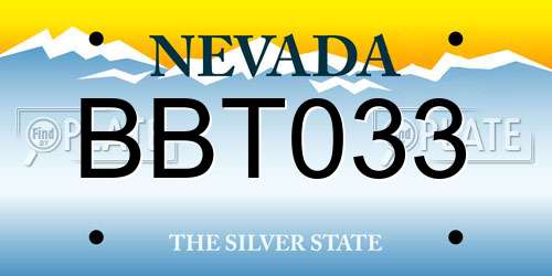 BBT033 Nevada License Plate