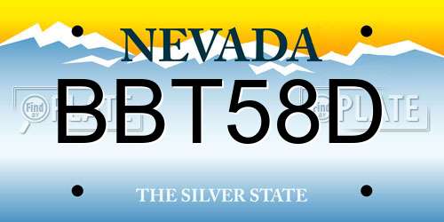 BBT58D Nevada License Plate