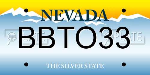 BBTO33 Nevada License Plate