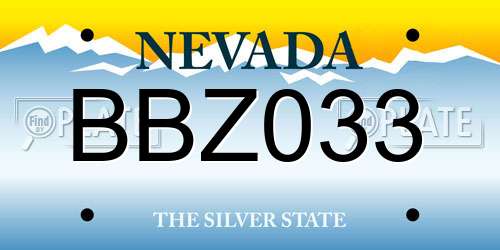 BBZ033 Nevada License Plate