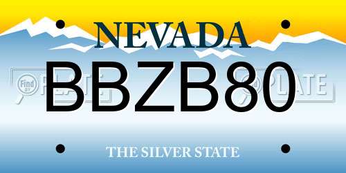 BBZB80 Nevada License Plate