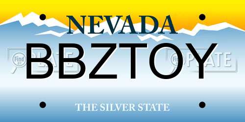 BBZTOY Nevada License Plate