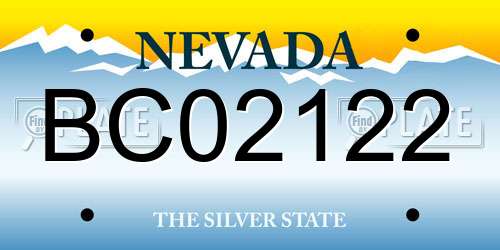 BC02122 Nevada License Plate