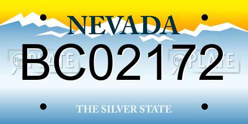 BC02172 Nevada License Plate