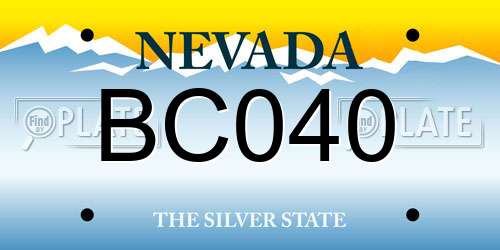 BC040 Nevada License Plate