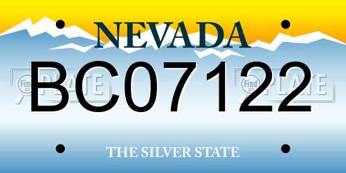 BC07122 Nevada License Plate