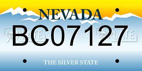 BC07127 Nevada License Plate
