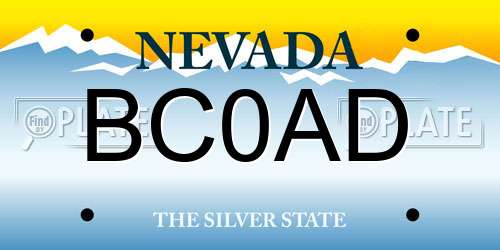 BC0AD Nevada License Plate