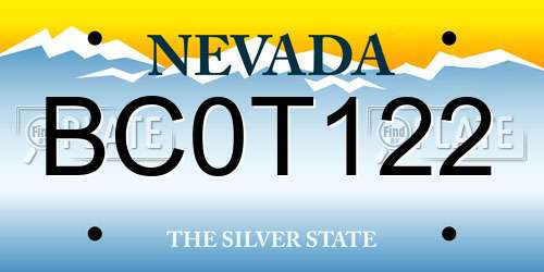 BC0T122 Nevada License Plate