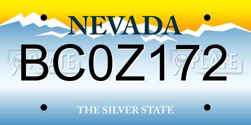 BC0Z172 Nevada License Plate