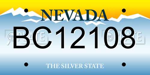 BC12108 Nevada License Plate