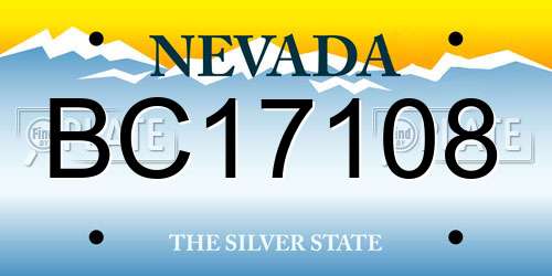 BC17108 Nevada License Plate