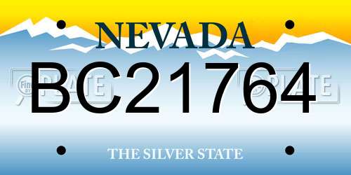 BC21764 Nevada License Plate