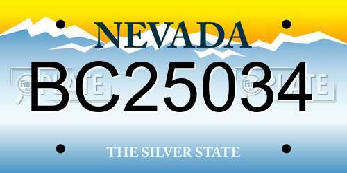 BC25034 Nevada License Plate