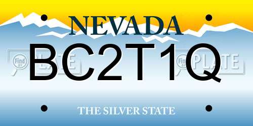 BC2T1Q Nevada License Plate